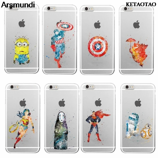 KETAOTAO Wonder Woman Супермен Бэтмен Капитан Америка чехлы для iPhone 4 5S 6S 7 8 Plus XR XS