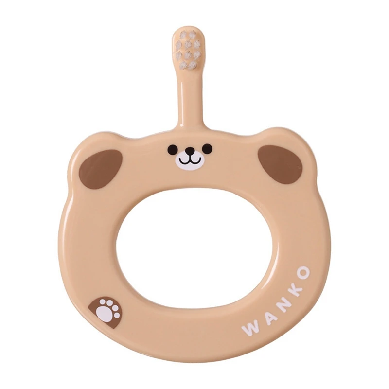 Зубная щетка с кольцом для рук с мультяшным животным, маленькая зубная щетка с защитой от карт и горла, Мягкая зубная щетка для волос, тренировочный захват игрушечный зубная щетка, Детская жевательная щетка