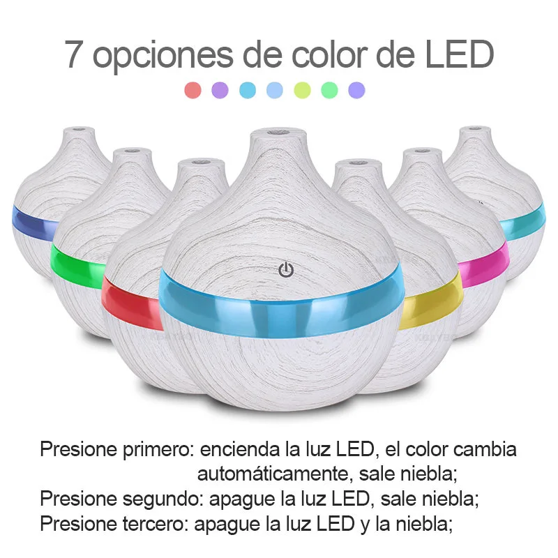 Electric 300ml USB Essential Oil Aromatherapy Air diffuser Aroma Diffuser Wood Ultrasonic Humidifier with 7 Color LED Lights