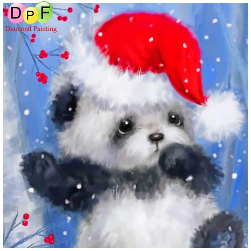DPF 5D алмазная живопись Рождественская панда сделай сам стикер для вышивки