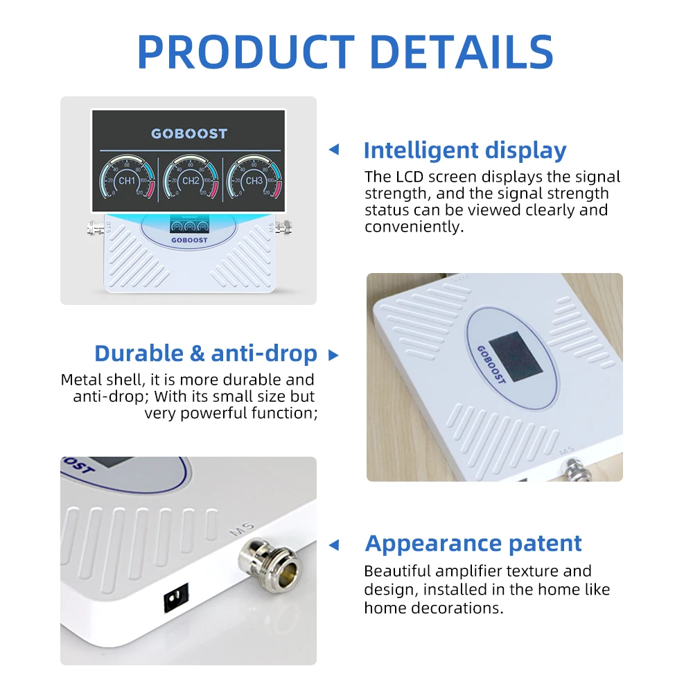 GOBOOST Band Signal Booster GSM 850 2G 3G 900 2100 Internet