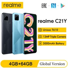 Realme C21Y versione globale Smartphone processore octa-core Display HD da 6.5 pollici batteria da 5000mAh 13MP AI Triple Camera narzo