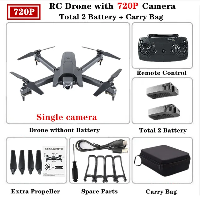 Радиоуправляемый Дрон с 4K HD камерой WiFi FPV Квадрокоптер 106 высокое удержание складной рычаг инопланетянин Вертолет VS E58 R8 SG106 Дрон игрушка - Цвет: 720p camera bag 2B