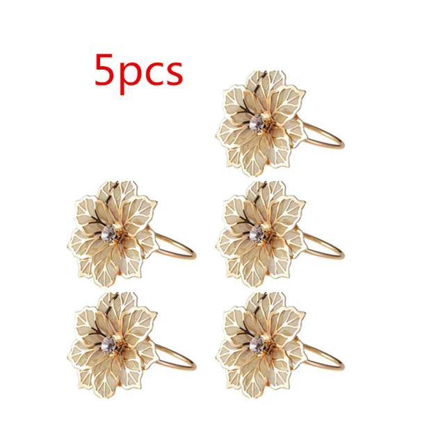 J 5PCS Кольца для салфеток, сплав, цветочный дизайн, кольца для салфеток, для свадебных приемов, подарки, праздник, банкет, ужин, Рождество, украшение стола - Цвет: J 5PCS
