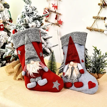 

Creative Nordic Forester Doll Red Christmas Stocking Gift Bag Supplies Christmas Decorations
