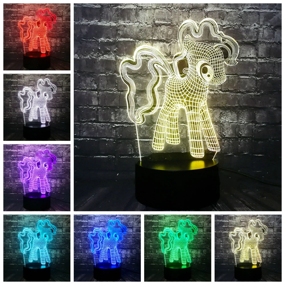 Новинка 2018 года животных Kawaii Единорог 3D светодио дный Светодиодная лампа ночник