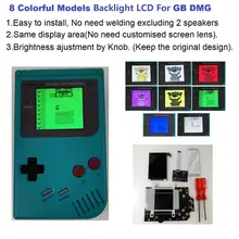 GB DMG klasik 4 piksel 1 tam görüntüleme LCD ekran arka işık kiti için GameBoy orijinal DMG-01 1989 el konsol