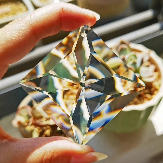 H & D 50 Mm -Es Függő Arcú Kristályok Napsütő Dísz Ablak Prizmák Szivárványkészítő Csillár Medál Karácsonyfa Dekoráció Ajándék - Image 2