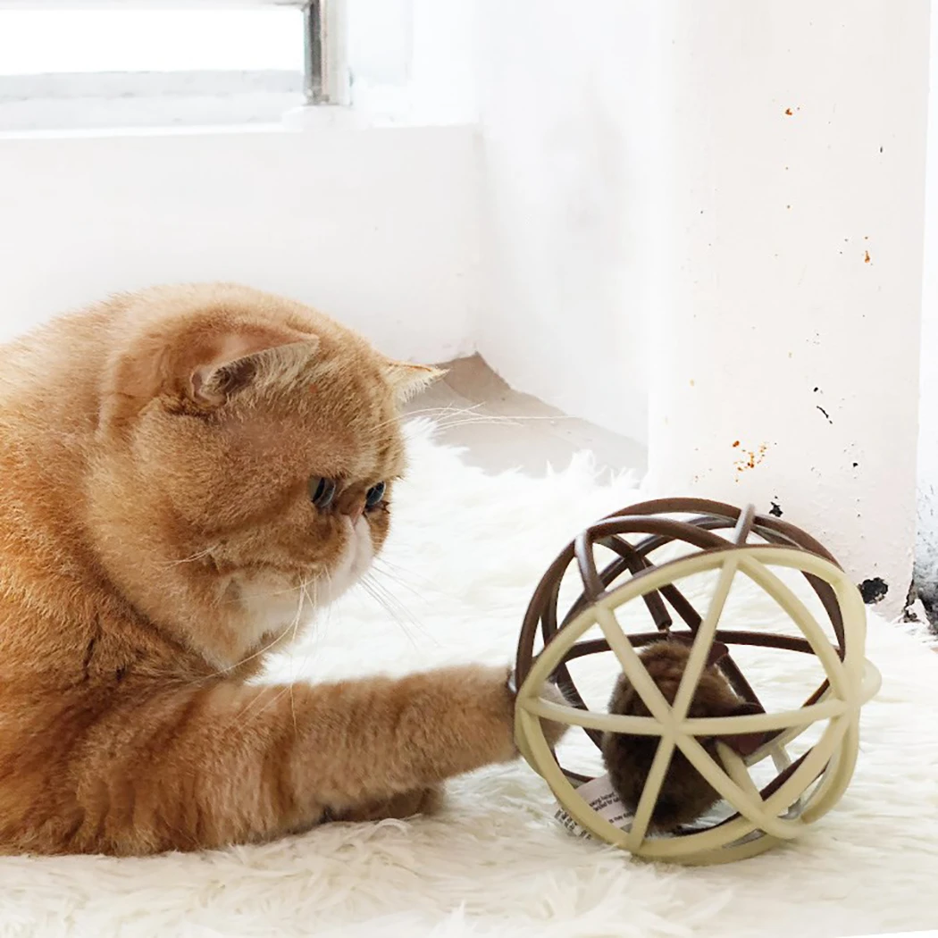 Новая игрушка для кошек, игрушечная кошка, мяч для кошек, креативная игрушечная мышь в клетке, забавная интерактивная игрушка, игрушки для кошек, скрипучие игрушки для кошек