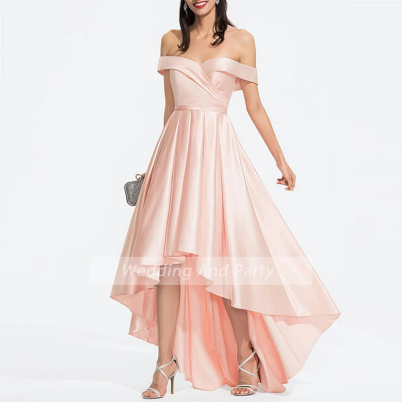 ball gown for women Women's wedding party dress plus size off shoulder satin pink formal prom evening dress for New Year 2021 elegant cocktail dress sexy ball gowns