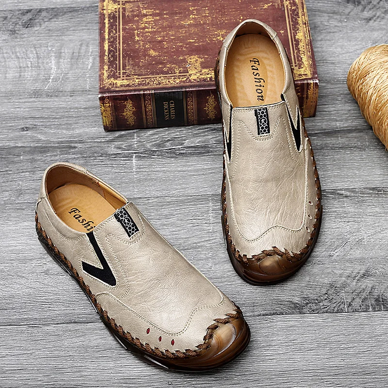  Mens Loafers Handmade Leather Mens Casual Shoes Autumn Comfortable Mens Designer Shoes Men Classic Zapatillas Hombre