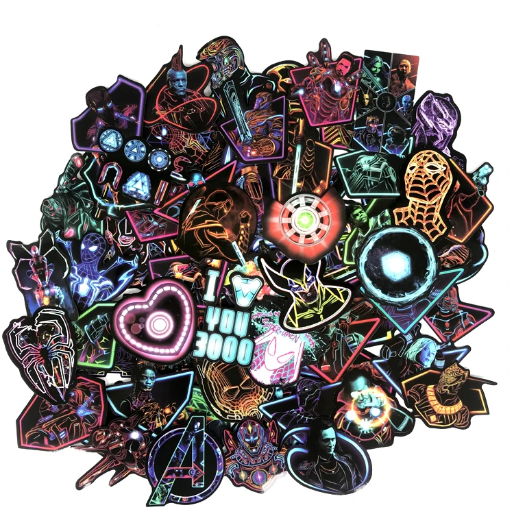 66 шт. классные супер наклейки герои неоновый герой для скейтборда велосипеда