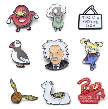 

V113 Wholesale 20pcs/lot Seabird and Alpaca Cool Pins Metal Enamel Pins and Brooches Backpack Bags Badge Gifts