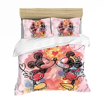 

Pink Mickey Minnie Bedding Set Lovely Couple Queen King Size Bed St Children Duvet Cover Pillow Cases Comforter Bedding Sets
