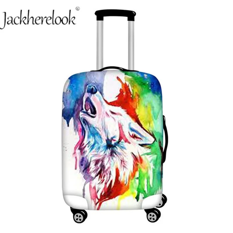 Jackhereook 3D Волк Чехол для багажа крутой животное чемодан защитная сумка Радуга водонепроницаемый Buggage чехол "18-30" дюймов эластичная сумка