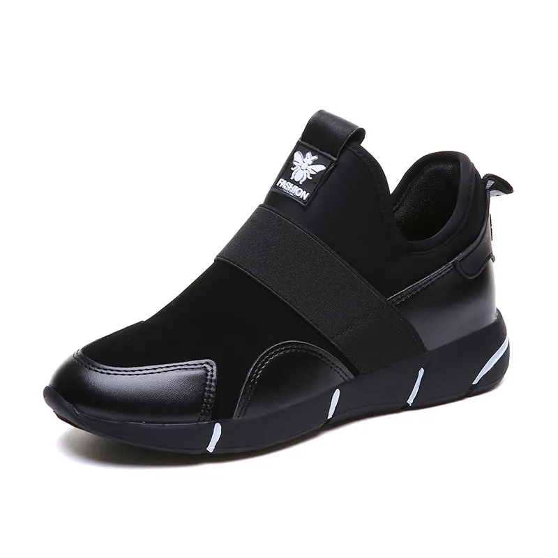 Черный Большие размеры; женские эластичные удобные кроссовки; простая повседневная обувь; дышащая износостойкая Женская Вулканизированная обувь - Цвет: Черный