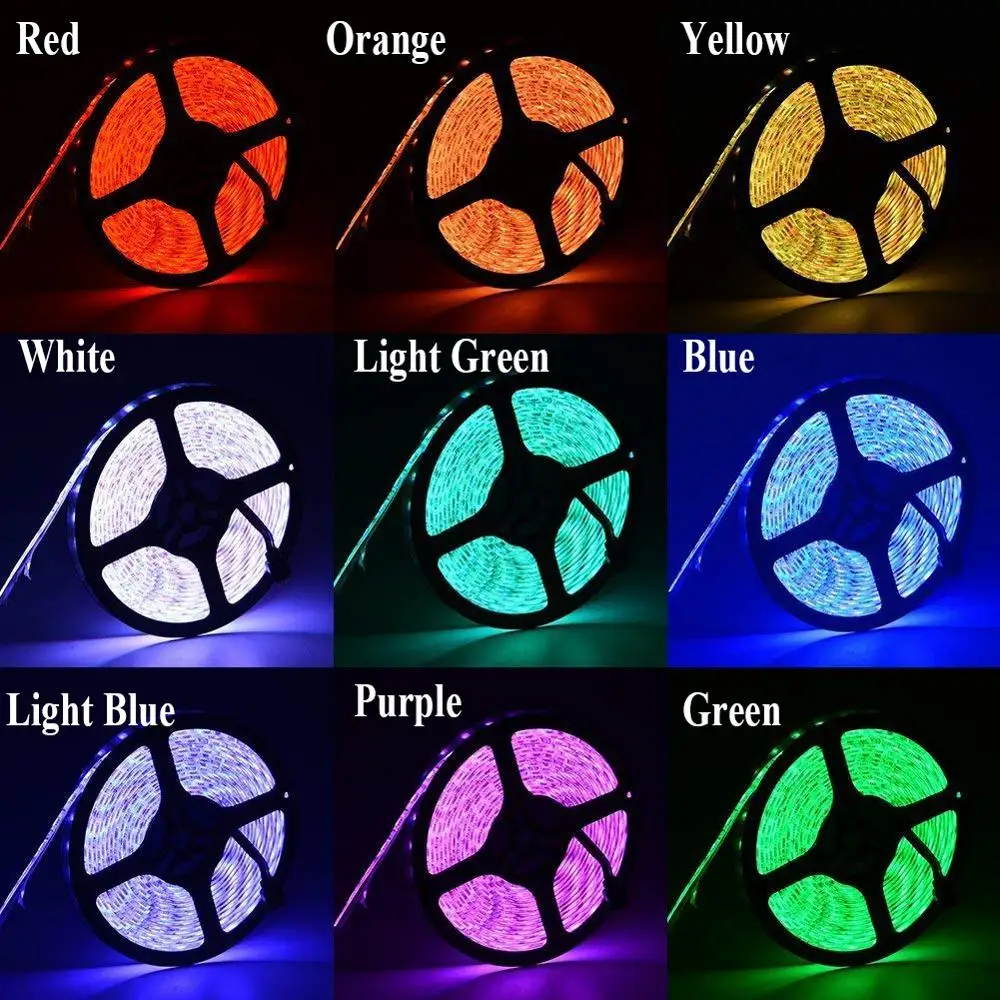 RGB LED Strip 5050 5M 10M 2M 3M Waterproof Flexible Diode Tape 44Key IR  Remote RGB Controller 12V LED Adapter For TV Party - AliExpress