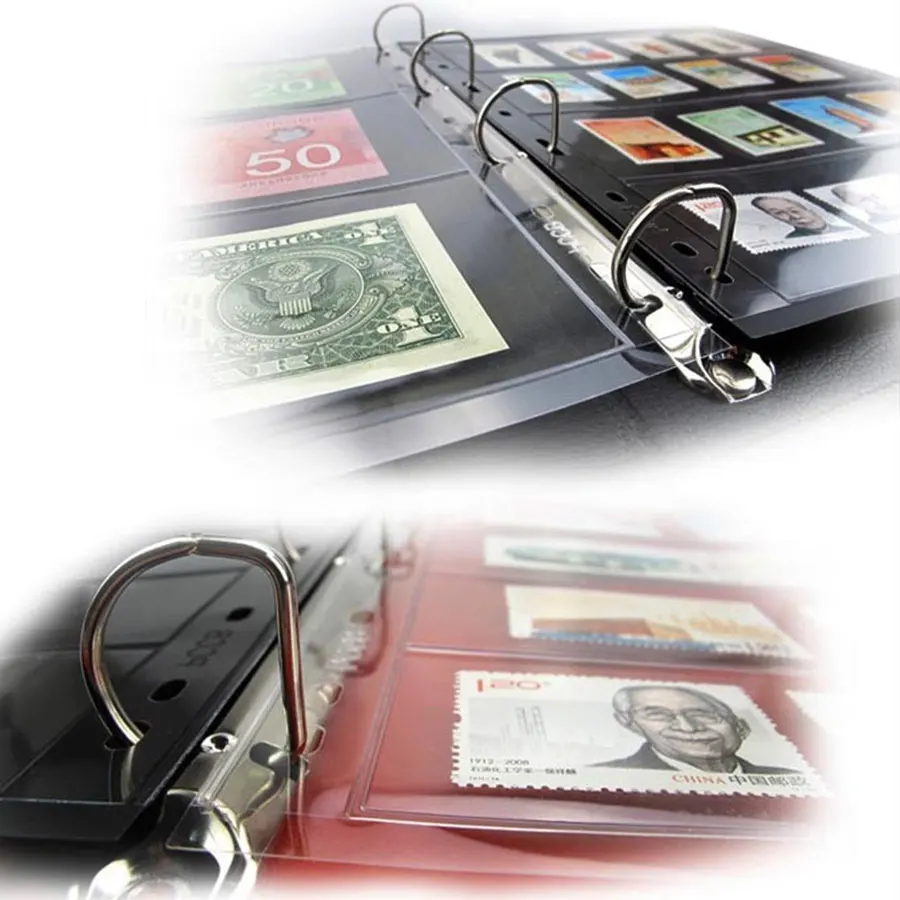 Postage Stamp Album Pages 6/7 rows 4/8 pockets 10PCS/Lot Coin tokens Commemorative Coin Medallions Badges Banknotes Collection coins collection album,coin collection album,coin stamp holders