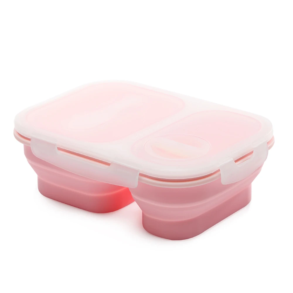 2 отсека Силиконовый складной Ланч-бокс контейнер для хранения еды Bento Microwavable Портативный Пикник Кемпинг складной открытый бокс