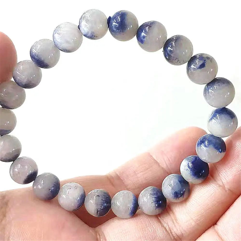 

8.5mm Natural Blue Dumortierite Quartz Rutilated Bracelet Crystal Women Men Gemstone Round Beads Rare Reiki Stone Bracelet AAAAA