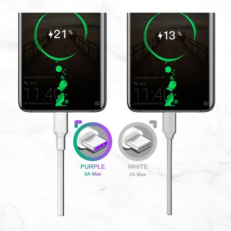 Кабель USB Type C 5A для Huawei P30 P20 Mate 20 Pro Lite лента кабель быстрой зарядки Samsung A70 A50 S10 Oneplus 7