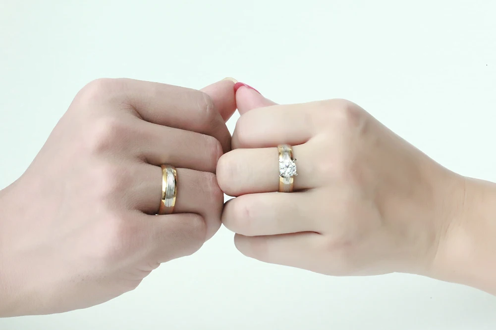 Vnox Роскошные пасьянс обручальные кольца для мужчин и женщин нержавеющая сталь с большим AAA CZ камень пара обручальные кольца