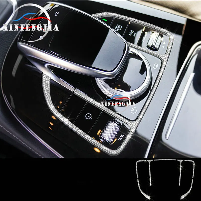 Для Mercedes-Benz C E класса GLC W205 W213 X253 15-19 серебристый золотой кристалл стиль шестерни сдвижной Каркас Крышка отделка