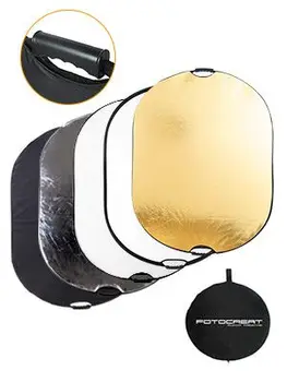 

FOTOCREAT 5-in-1 Oval 60”×80”(150×200cm) Professional Collapsible Multi-Disc Light Reflector with Handles with Translucent, Silv