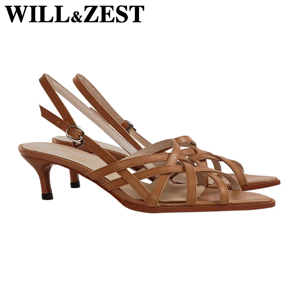

Will&Zest Roman Sandals Women Thin Bands Open Toe Footwear Boho Hippie Female Summer 2020 Exotic Dancer Low Heels Arena Shoes