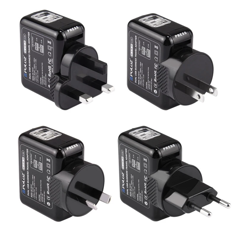 2 Порты USB 5V(2.1A+ 2.1A) стены Зарядное устройство набор со съемными International UK+ ЕС+ США+ штепсельная вилка австралийского стандарта адаптеры для смартфона GoPro