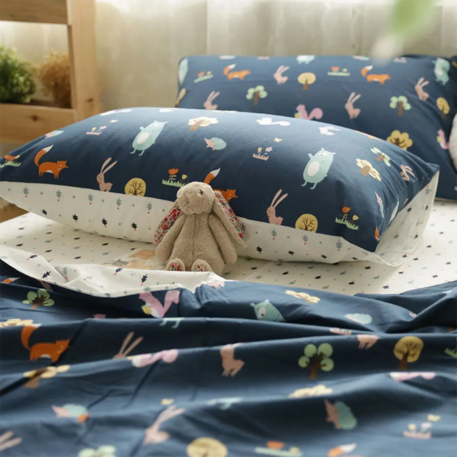 

Cute cartoon bear fox bedding set teen child girl,cotton twin full queen lovely home textile bed sheet pillow case duvet cover