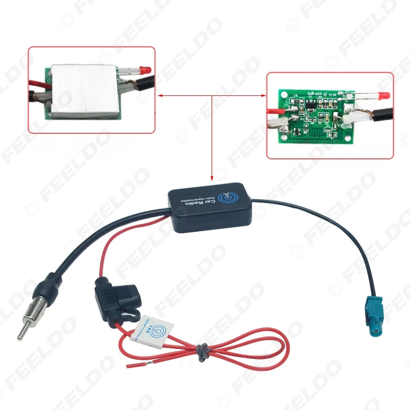 FEELDO 1 шт. автомобильная антенна Fakra AM/FM Усилитель радиосигнала усилитель для Audi Volkswagen Aerials Fakra Anteena Booster части