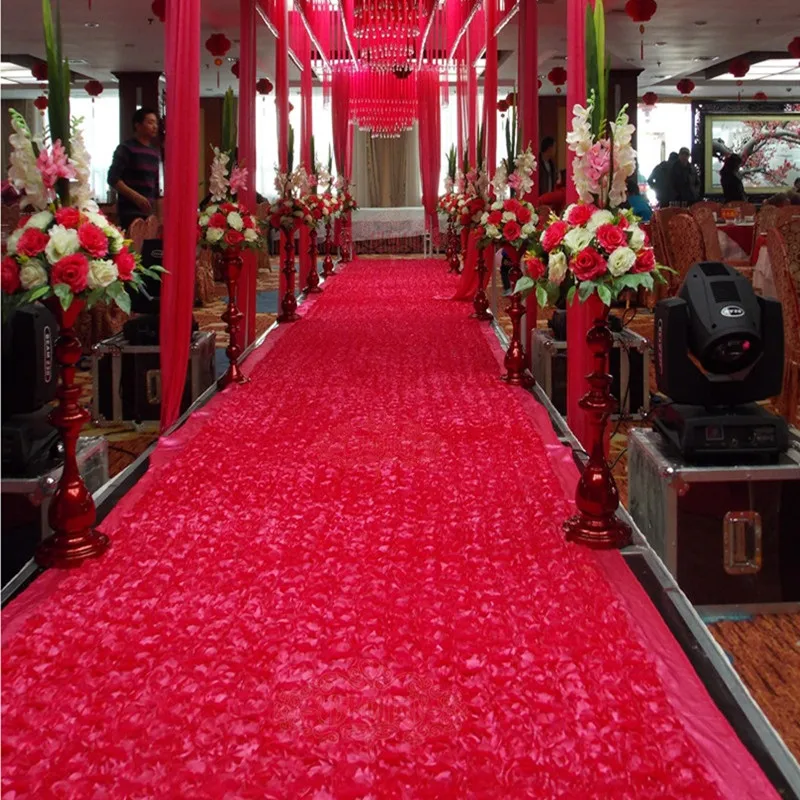 10M/Lot 1.4 M Width Romantic White 3D Rose Petal Carpet Aisle Runner For Wedding Backdrop Centerpieces Favors Party Decoration