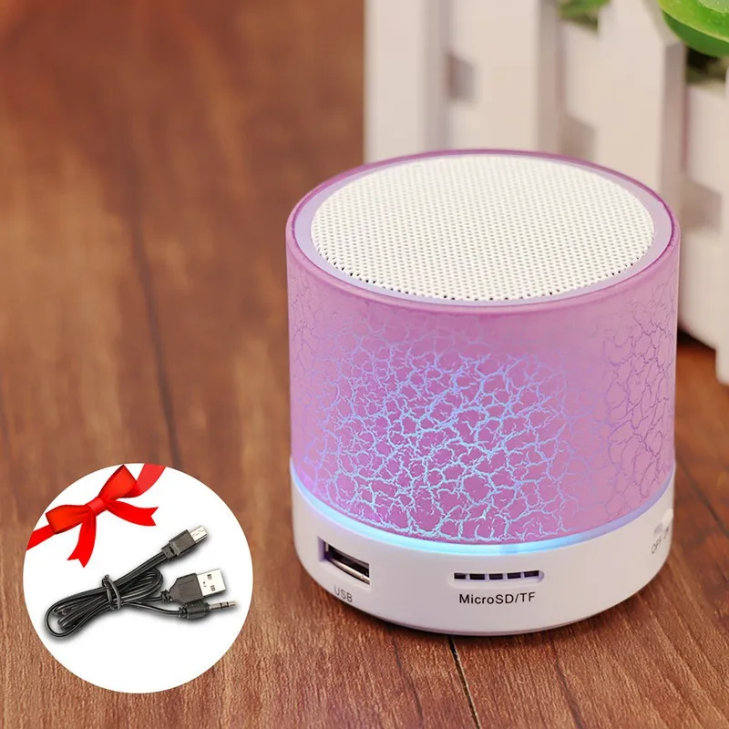 Розовый A9 Мини Bluetooth динамик беспроводной громкий динамик трещина светодиодный TF USB Сабвуфер bluetooth динамик s mp3 стерео музыка Саундбар плеер - Цвет: Розовый
