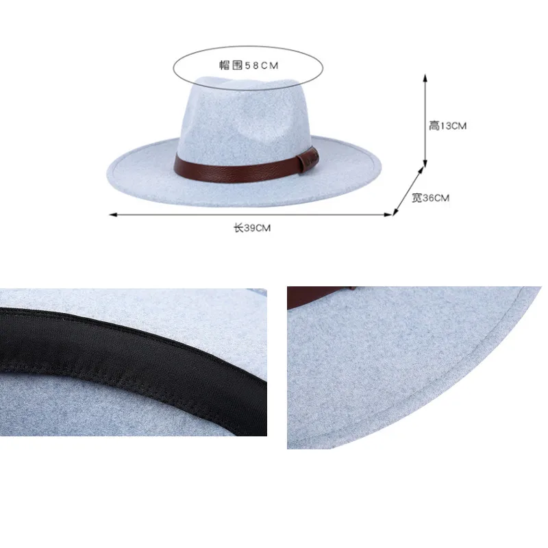 Tibet Lhasa Fedora Hat hat LHASA with logo black and white wool winter monochrome male and female church hats шляпа женская blue fedora