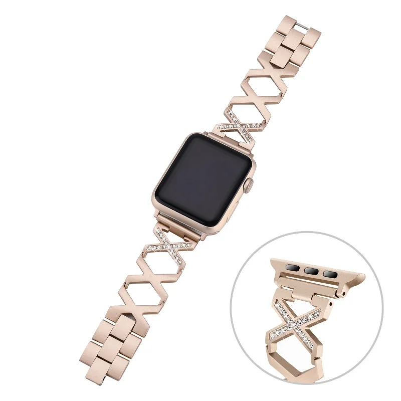 Ремешок для часов Apple Watch 44 мм 40 мм ремень 5 4 браслет стразы из нержавеющей стали ремешок для женщин 38 мм 42 мм для iWatch серии 3