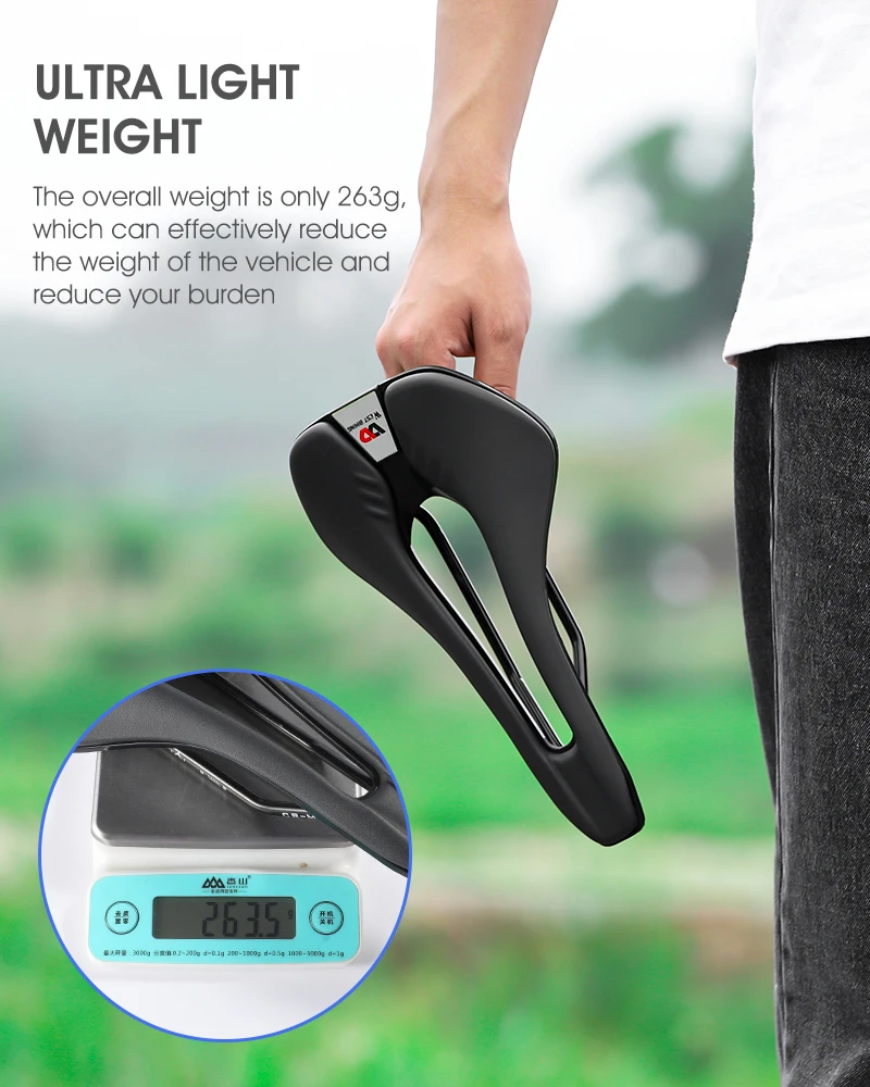 Selle Vélo WEST BIKING Cuir Et Nylon – Confort VTT Et Route – 263g
