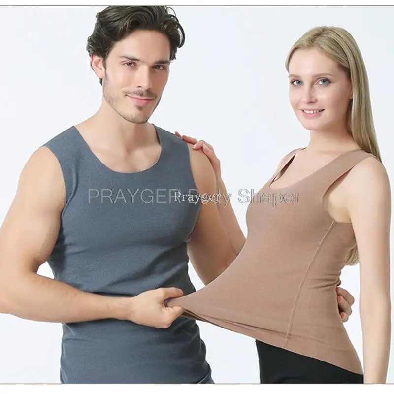 Thermal Underwear Warm Body Tank Tops Couple Vest  Big Large Waist L-4XL Autumn Winter Women Man Slim Clothes