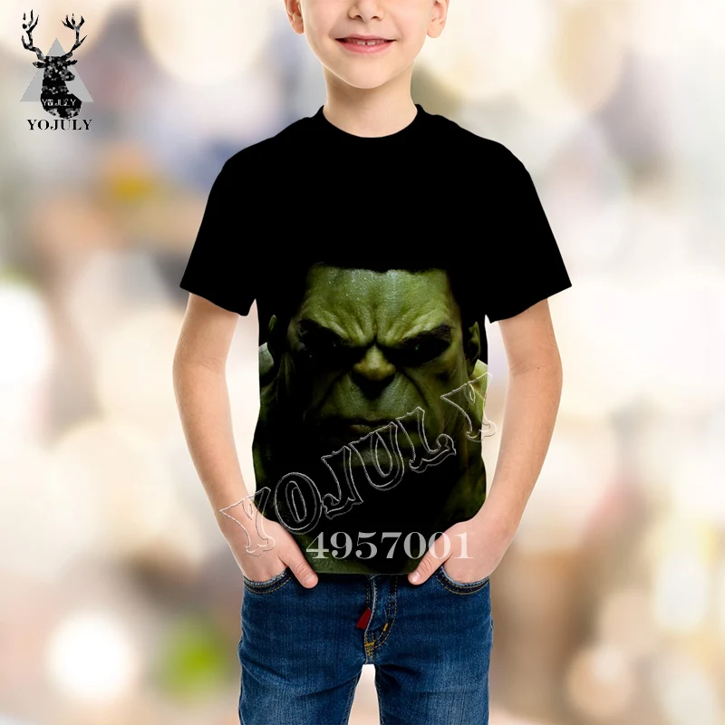 YOJULY/футболка с 3D принтом «мстители», супергерой Халк, «мстители» летняя детская модная Толстовка Детский топ с короткими рукавами для мальчиков, Y193 - Цвет: 21