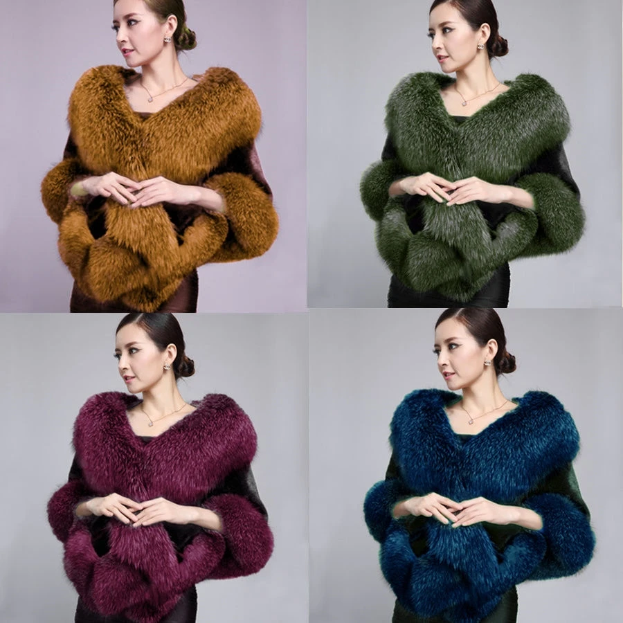 Новинка Yfashion женское модное зимнее пальто из искусственного меха мягкая длинная нежная накидка шаль-85