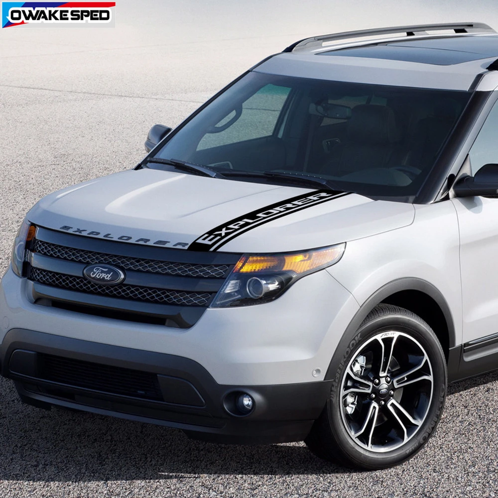 

Car Bonnet Racing Sport Stripes Hood Engine Cover Decor Sticker Auto Body DIY Customized Vinyl Decals For Ford Explorer