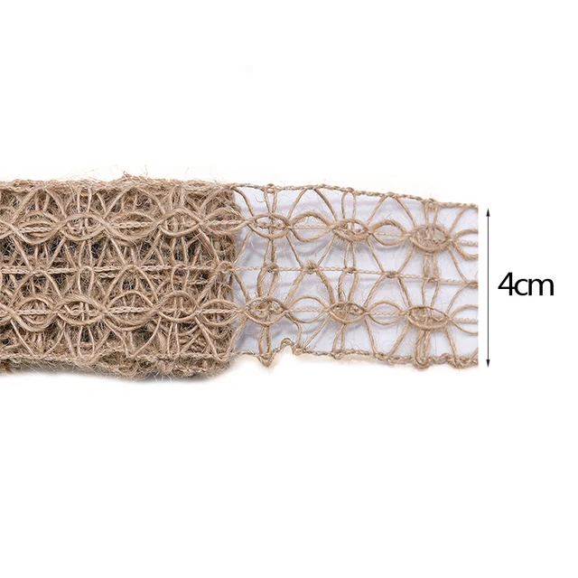 2M 3.5~5cm Width Natural Jute Burlap Roll Ribbon Vintage Hollow Weave Hemp Rope Wedding Party Gift Box Decor Supplies DIY Crafts B07