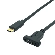USB C Extension Cable USB 3.1 Data Video Cable USB-C Type C Male to Female Extender Connector with Screw Panel Mount Shielded