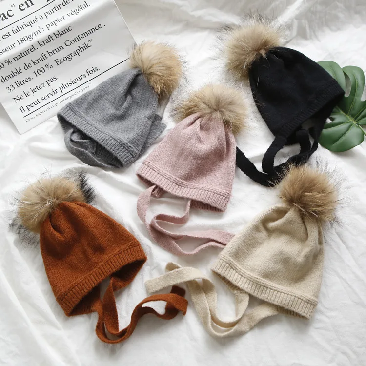 

New Style Men And Women Children Handmade Wool Cap Raccoon Dog of Fluff Needle Korean-style Earmuffs Hat Women's Autumn And Wint