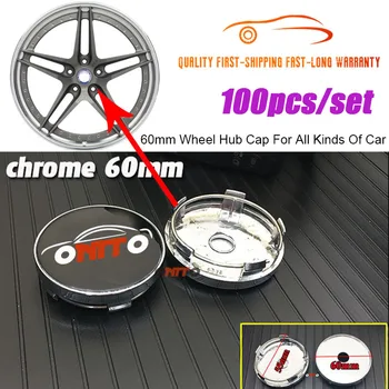 

Best price 100PCS 60mm 2.36inch Car Wheel Hub Cap Wheel Center Cap Coves Emblem Chrome/Plastic Base 56MM Sticker For All Car