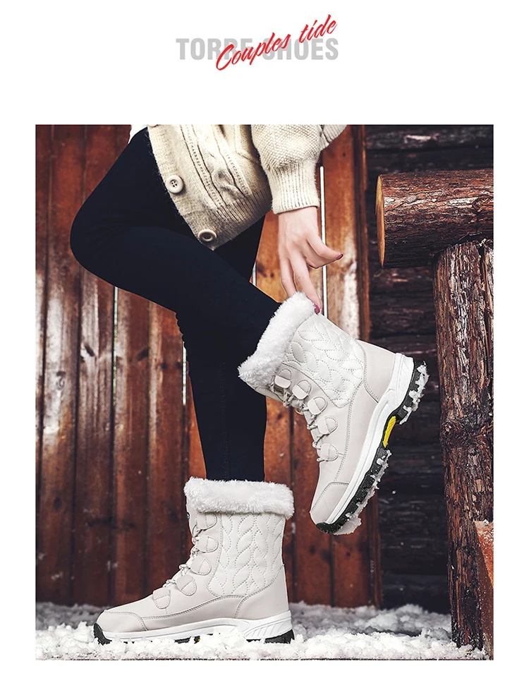 Г. Модные женские ботинки высококачественные зимние лыжные ботинки до середины икры женские удобные уличные Нескользящие резиновые сапоги на шнуровке