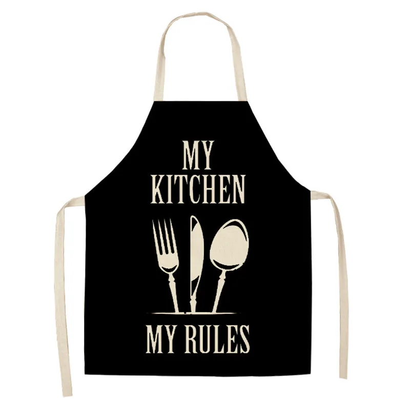 Letter Apron Black White Geometry printed Kitchen Aprons Cotton Linen Women sleeveless Bibs Household Cleaning Home Cooking