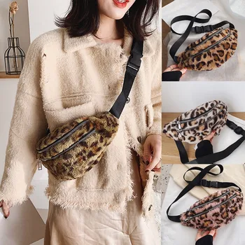 

OCARDIAN woman bags Waist Pack Leopard Printing Plush Zipper Waist Bag Chest Bags Waist Belt High quality Female Purse D12