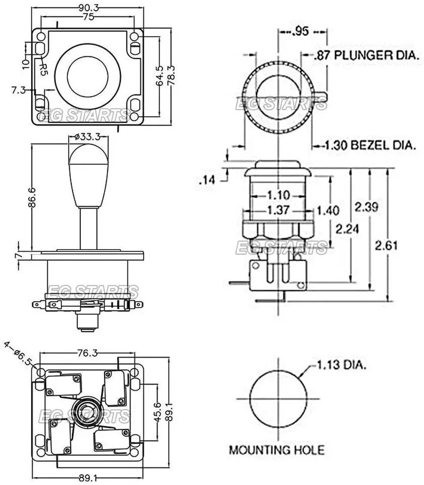 Аркадные кнопки джойстика 2 игрока набор сделай сам Овальный джойстик в