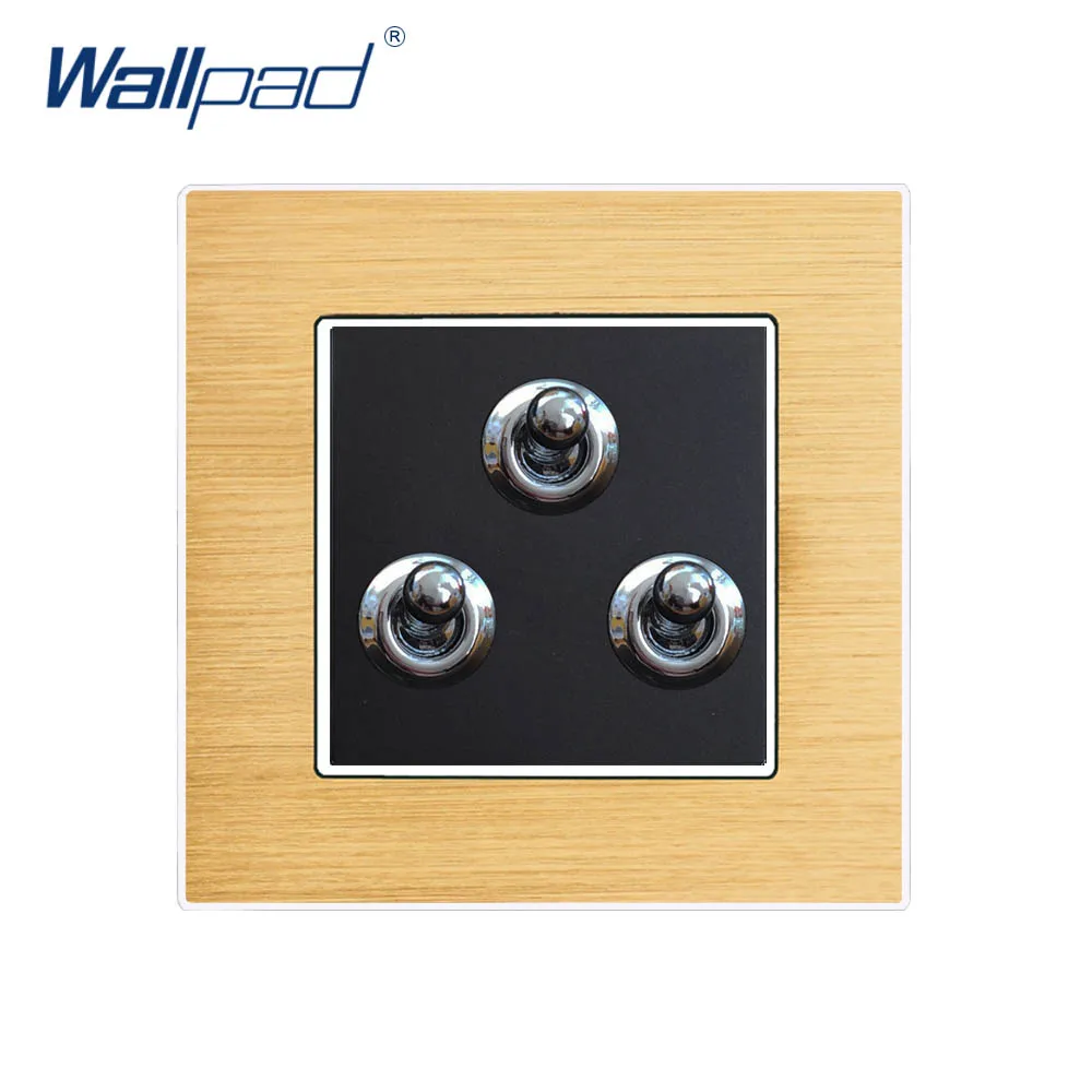 3 банды 2 способа переключателя Wallpad роскошный настенный выключатель света гладкая металлическая панель прерыватель